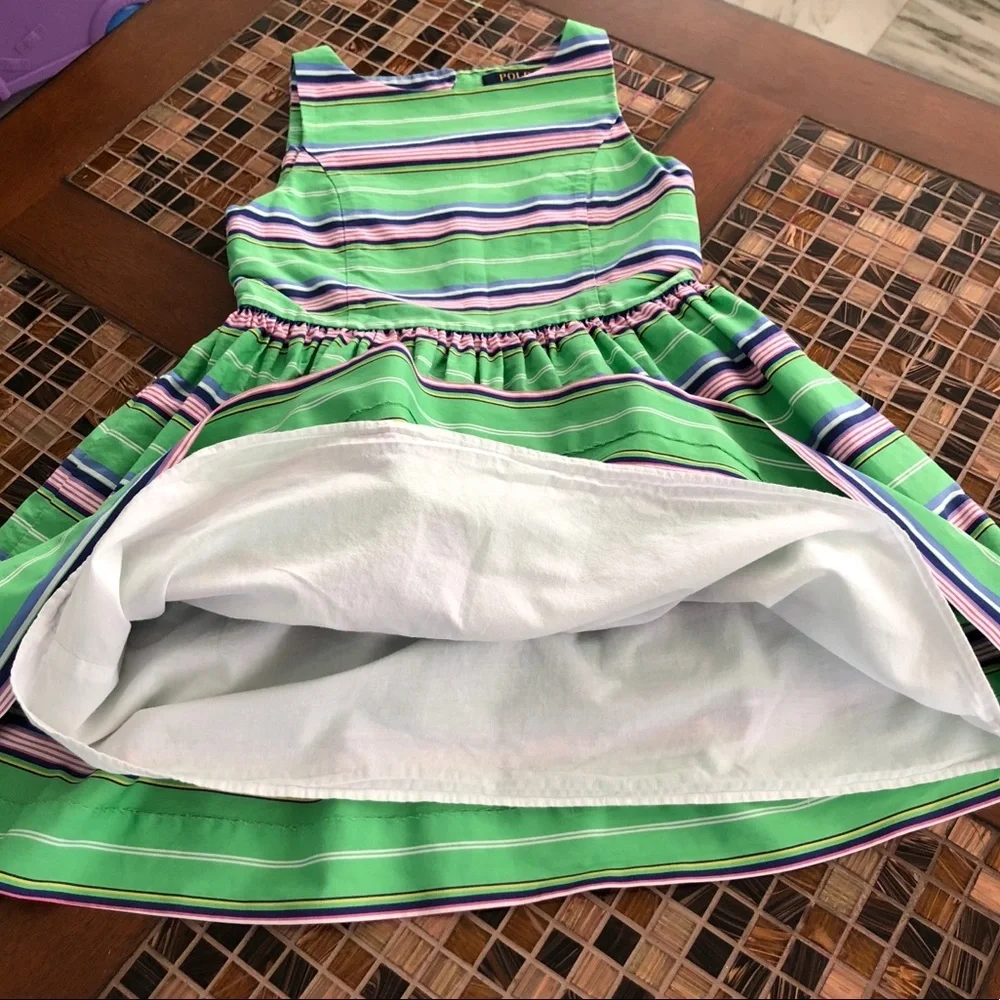 Ralph Lauren Striped Sleeves Girls Dress